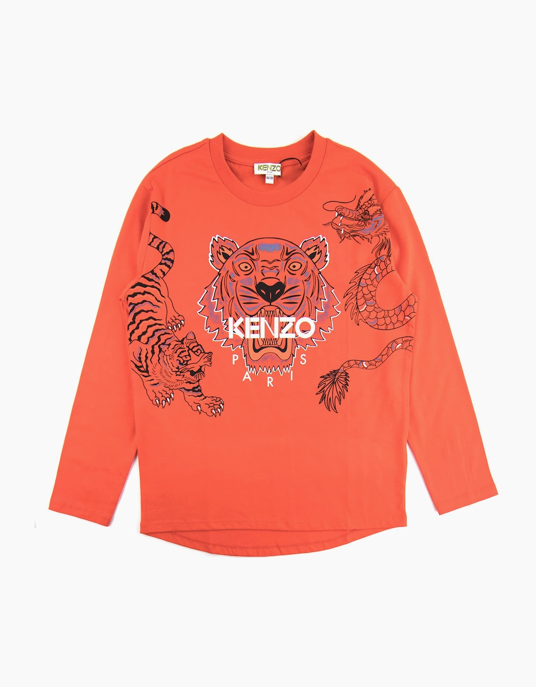 Kenzo Kids Tiger Dragon Long Sleeve T-shirt Orange