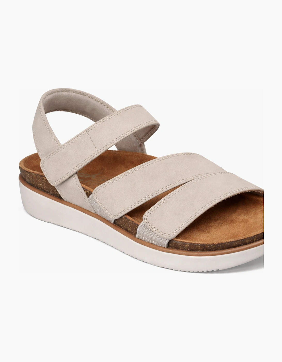 Skechers LIFTED COMFORT Womens Ankle Strap Sandals Taupe