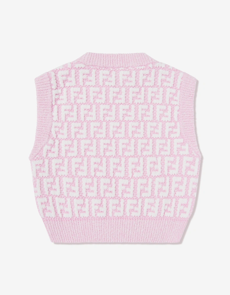 Fendi Girls FF Logo Sleeveless Top in Pink