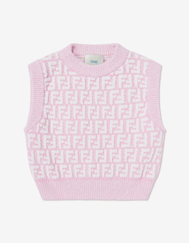 Fendi Girls FF Logo Sleeveless Top in Pink