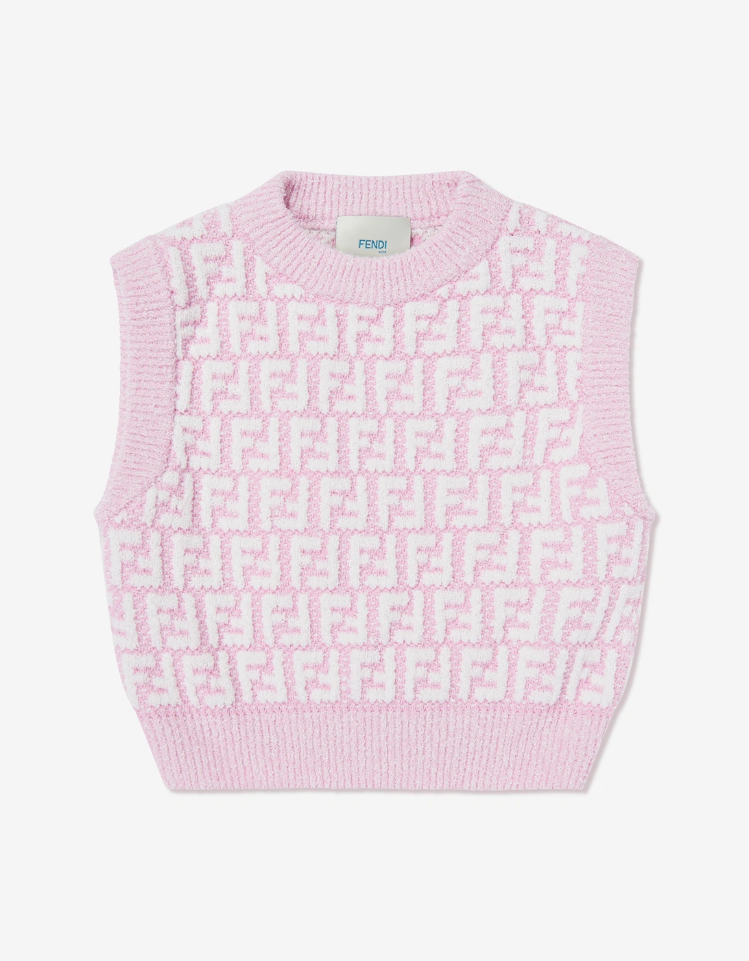 Fendi Girls Pink  Ff Logo Sleeveless Top  - Size 12 Years Kids