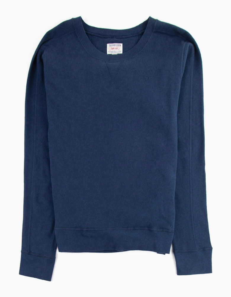 True Religion Terry L/s Small Logo Crew Neck Sweat Midnight Blue