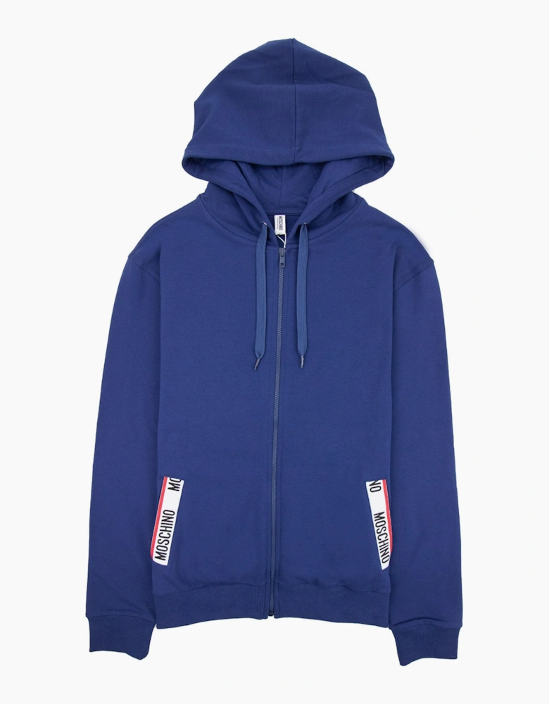 Moschino Underwear Pocket Tape Logo Hoody Blue