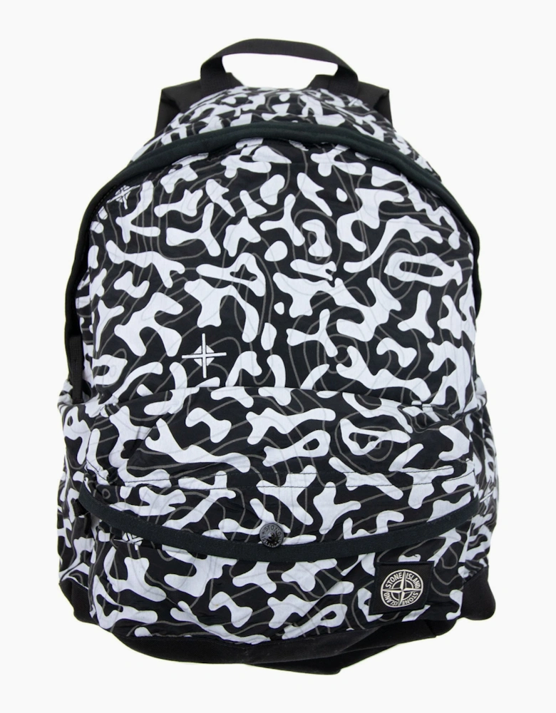 Stone Island Junior 90765 Nylon Metal Camo Reflective Print Back Pack Black V0029
