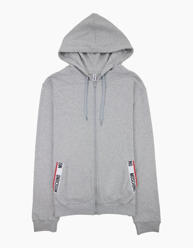Moschino Underwear Pocket Tape Logo Hoody Light Grey