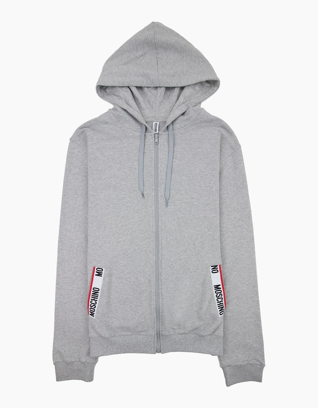 Moschino Underwear Pocket Tape Logo Hoody Light Grey