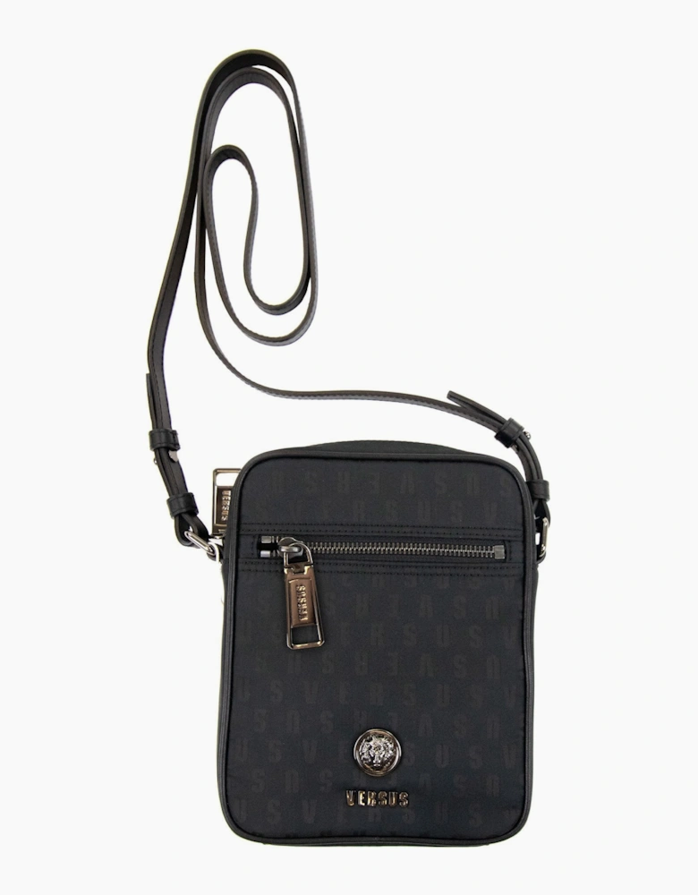 Versace Versus Nylon Jacquard Messenger Bag Black