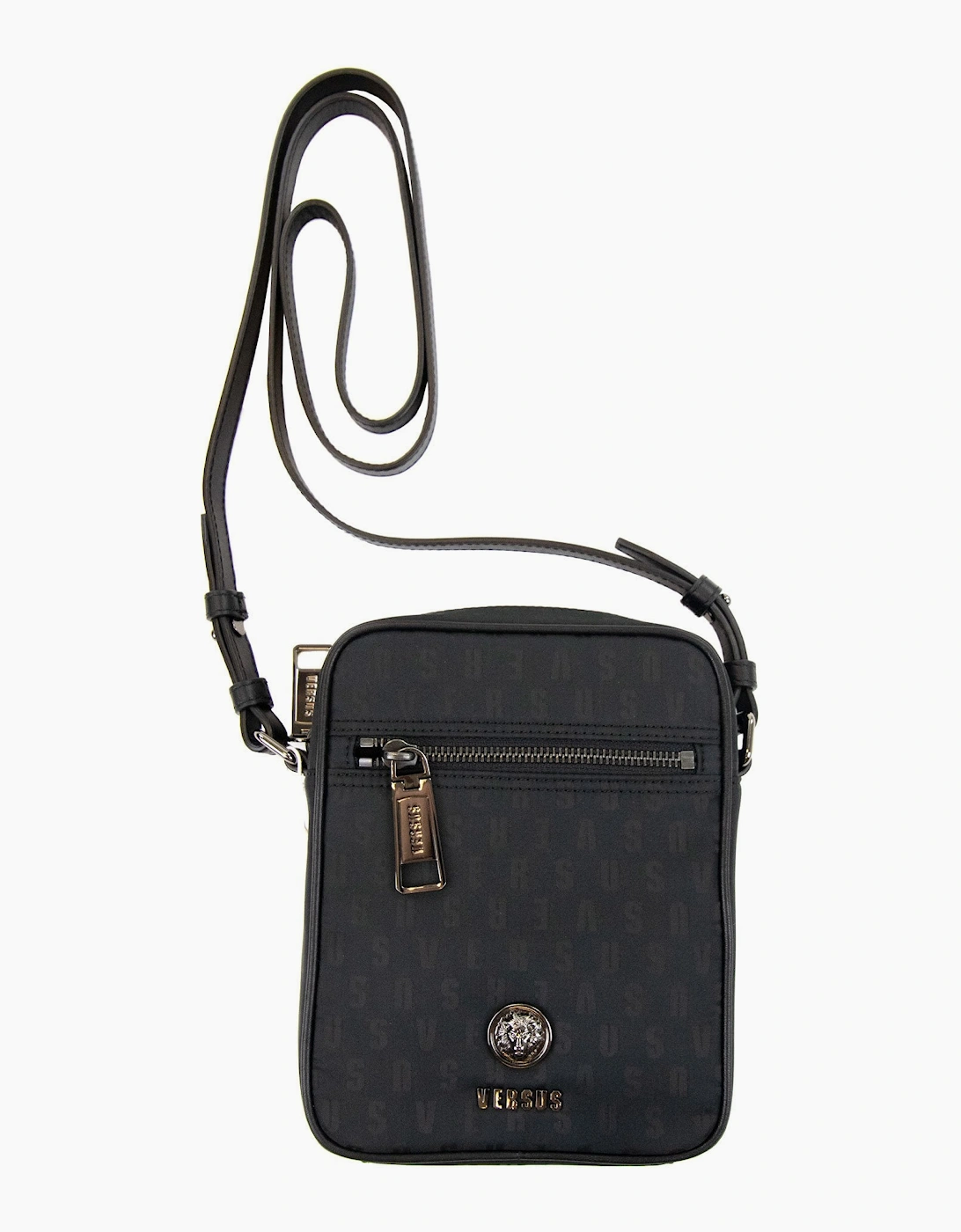 Versace Versus Nylon Jacquard Messenger Bag Black