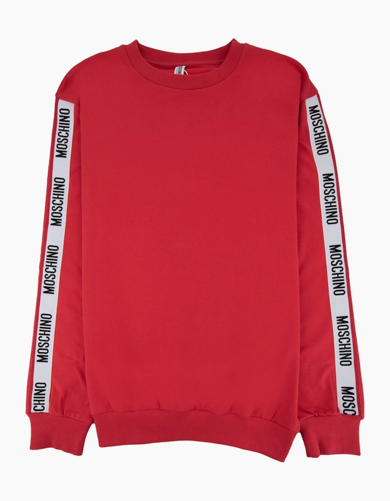 Moschino Underwear Tape Logo Crew Neck Sweatshirt Red 0118