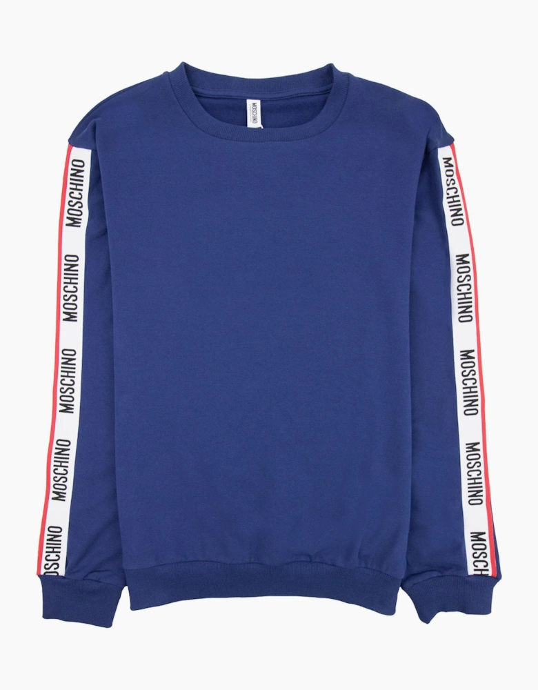 Moschino Underwear Tape Logo Crew Neck Sweatshirt Navy Blue 0290