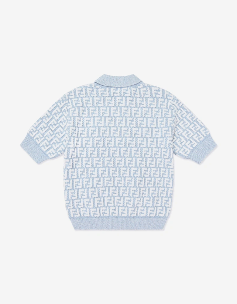Fendi Boys FF Logo Polo Shirt in Blue