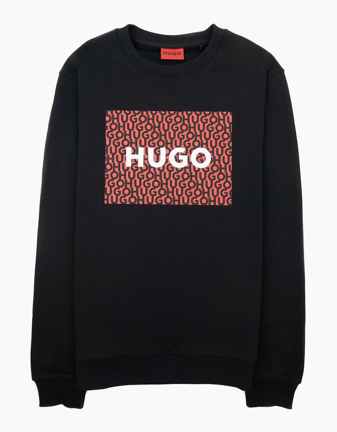 Hugo Dalker Logo Print Relax Fit Sweatshirt Black 001, 4 of 3