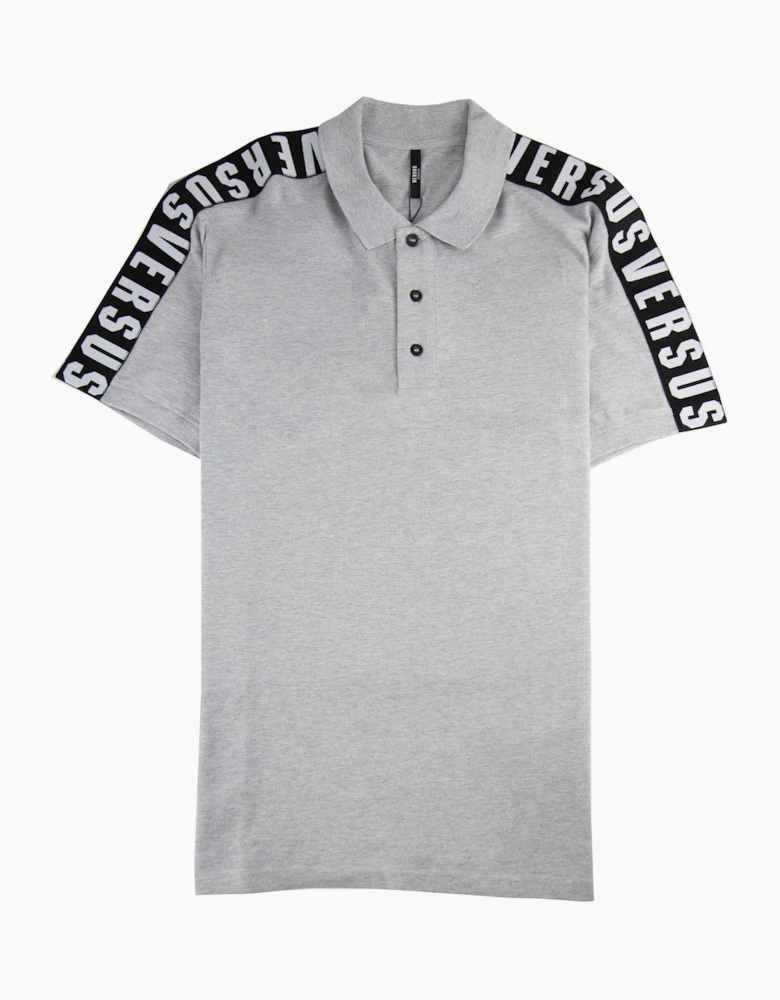 Versace Versus Shoulder Tape Logo Polo Shirt Light Grey