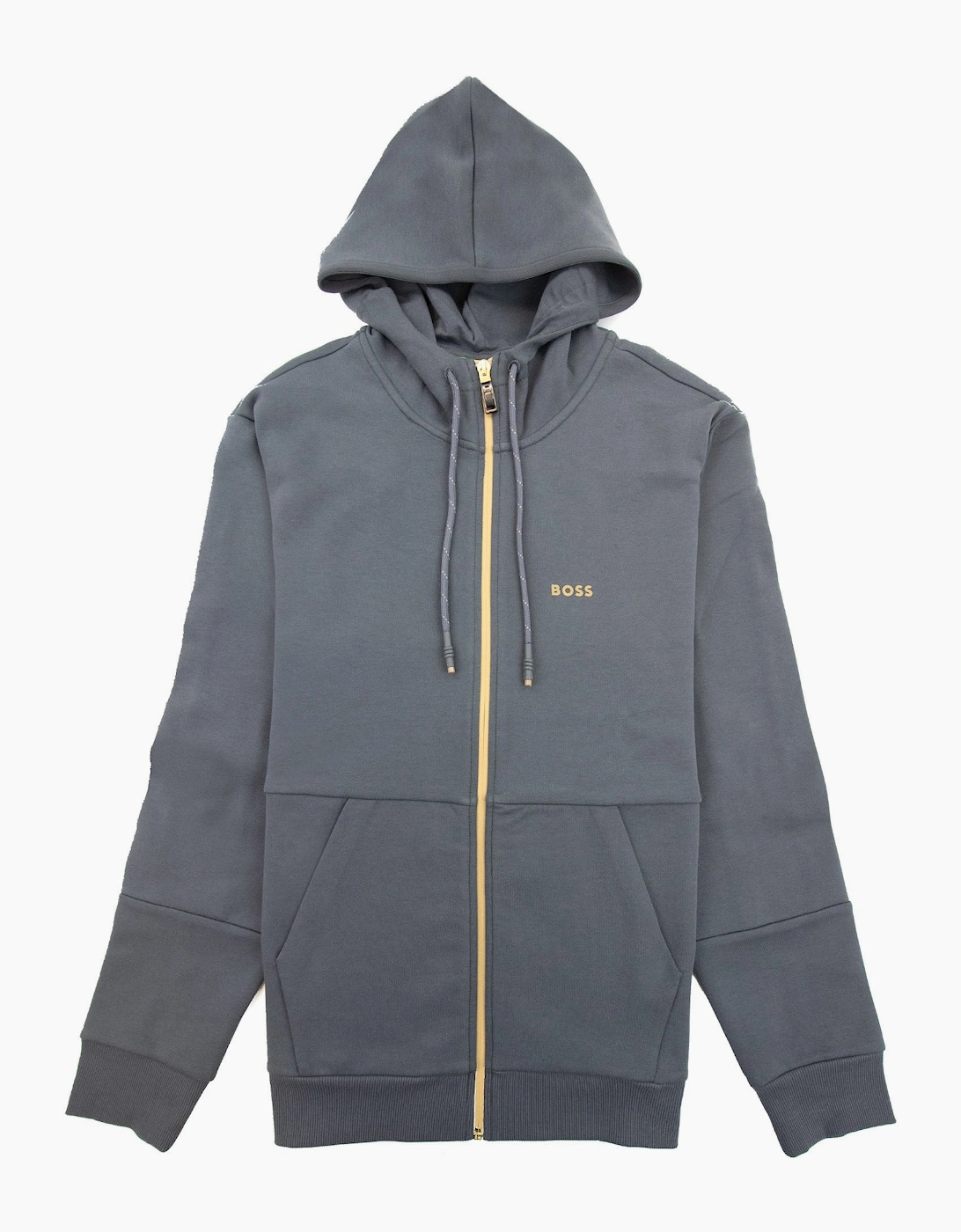 Hugo Boss Saggy 1 Embroidered Logo Zip Up Sweatshirt Dark Grey 027