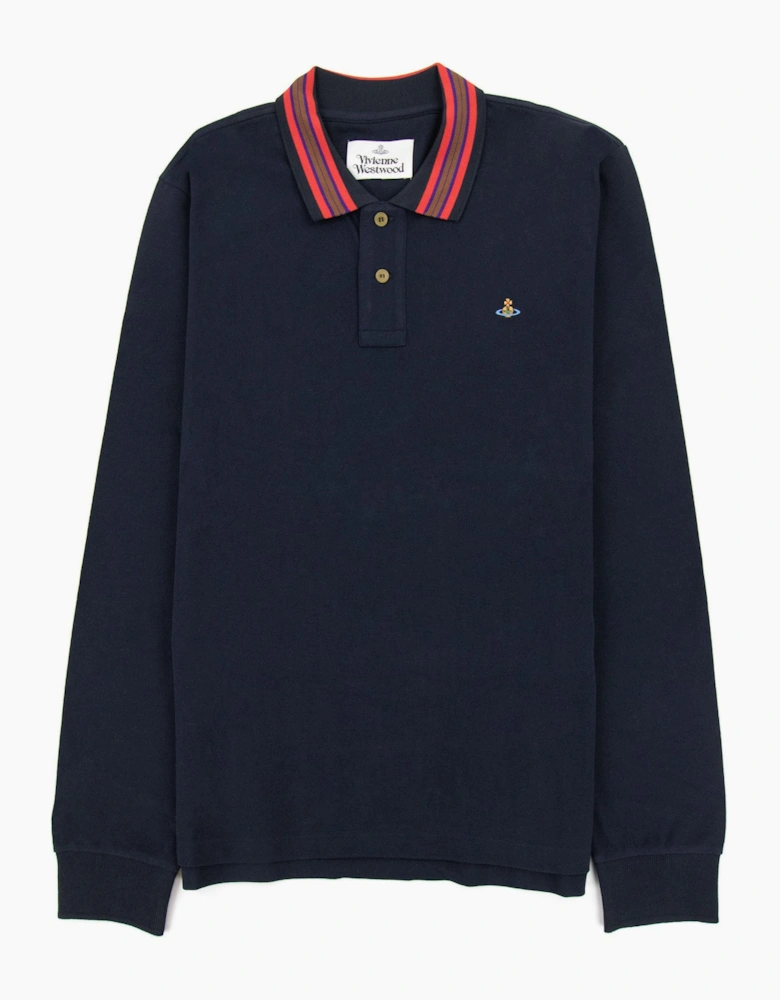 Vivienne Westwood Long Sleeve Classic Stripe Collar Polo Navy