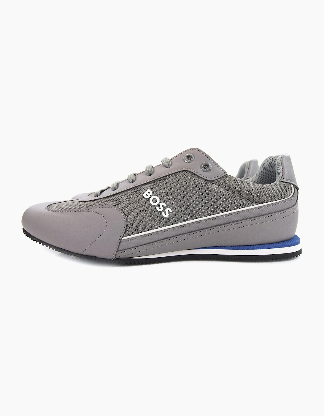 Hugo Boss Rusham Faux Leather And Mesh Trainers Medium Grey, 5 of 4