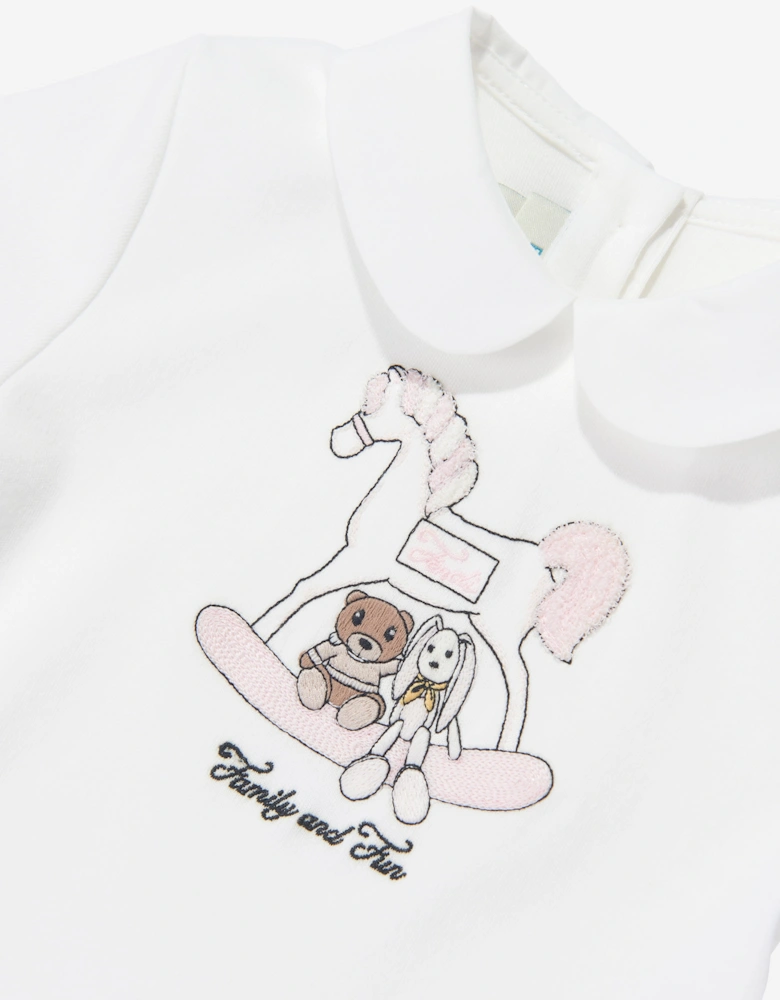 Fendi Baby Girls Rocking Horse T-Shirt in White