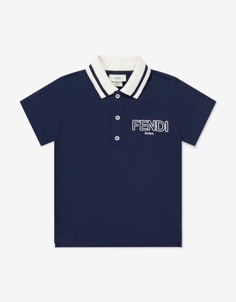 Fendi Boys Logo Polo Shirt in Navy
