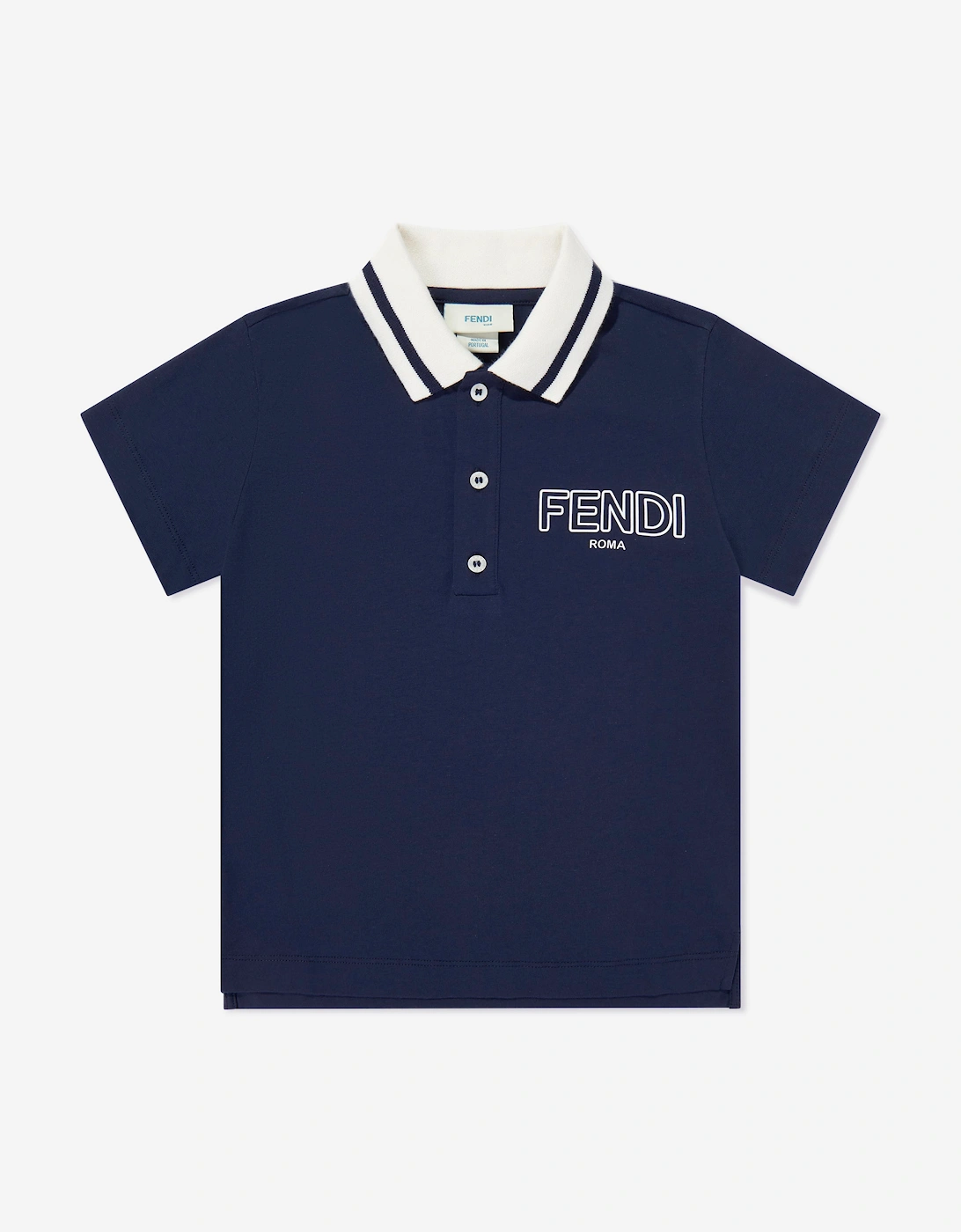 Fendi Boys Logo Polo Shirt in Navy