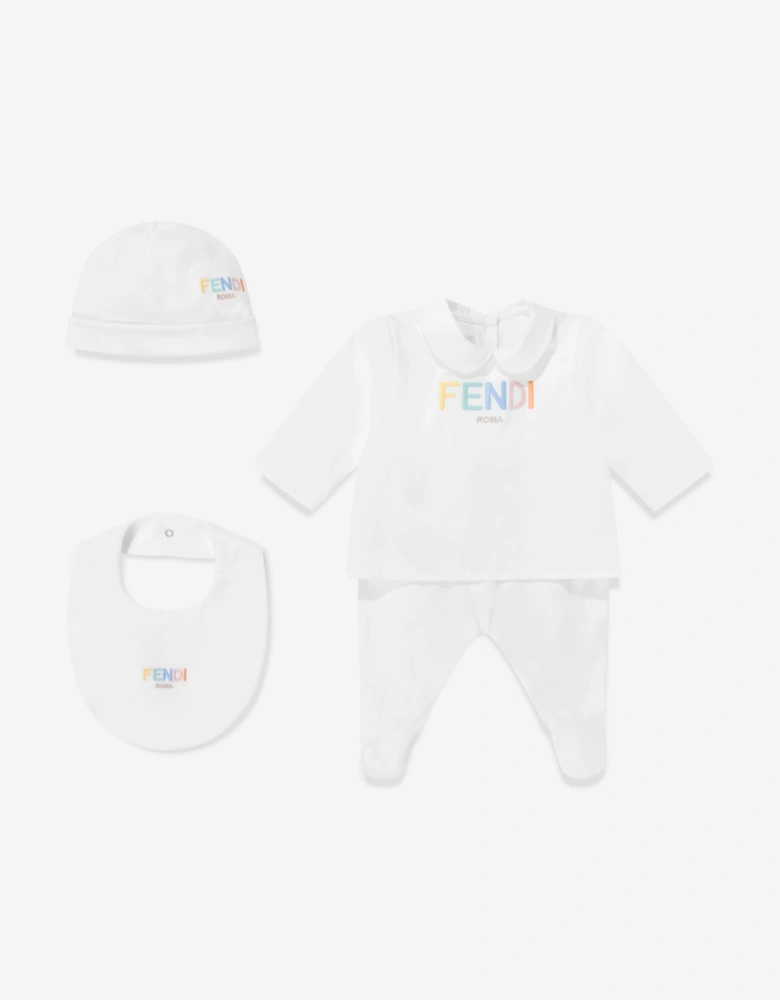 Fendi Baby Logo Babygrow Set in White