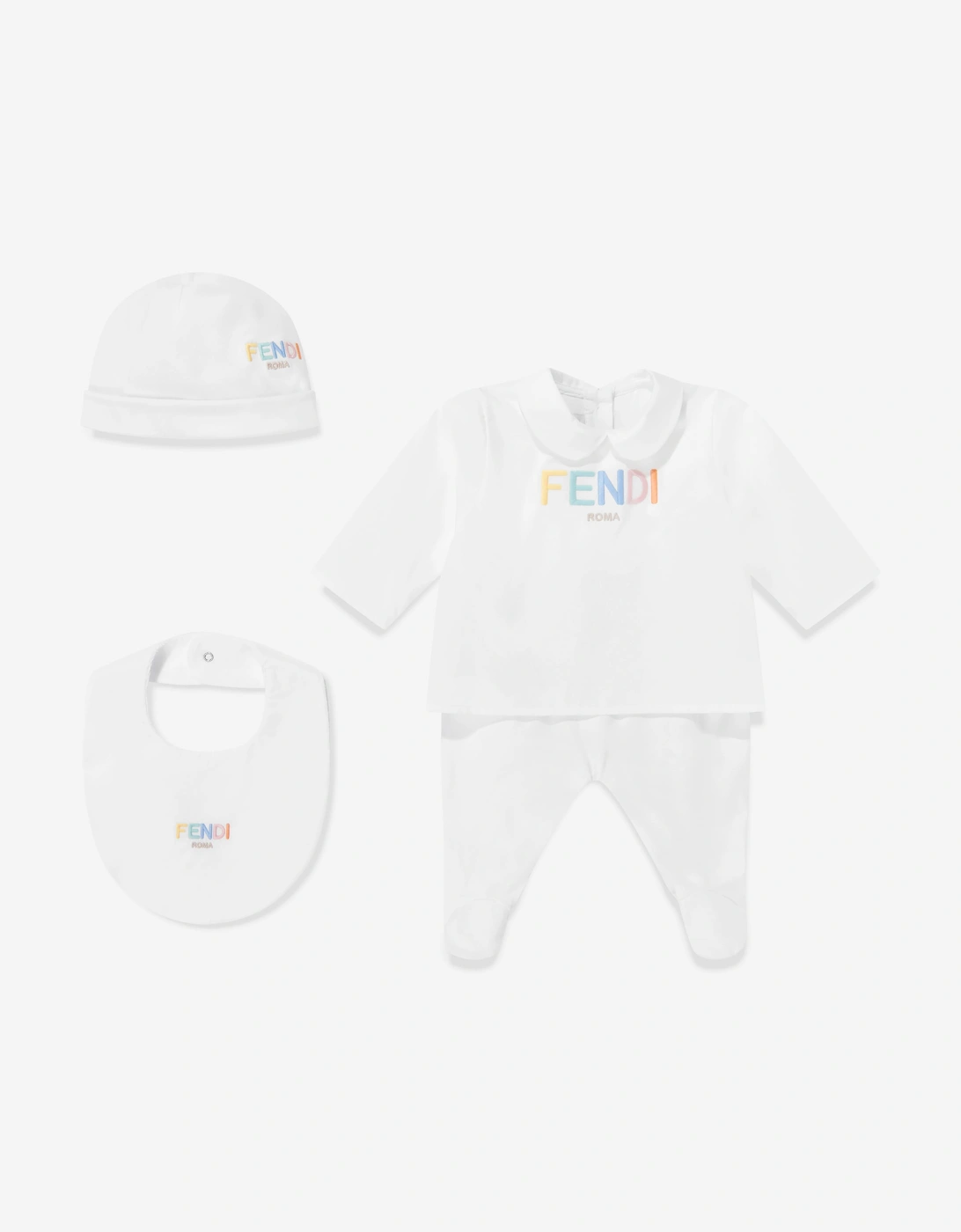 Fendi Baby Logo Babygrow Set in White