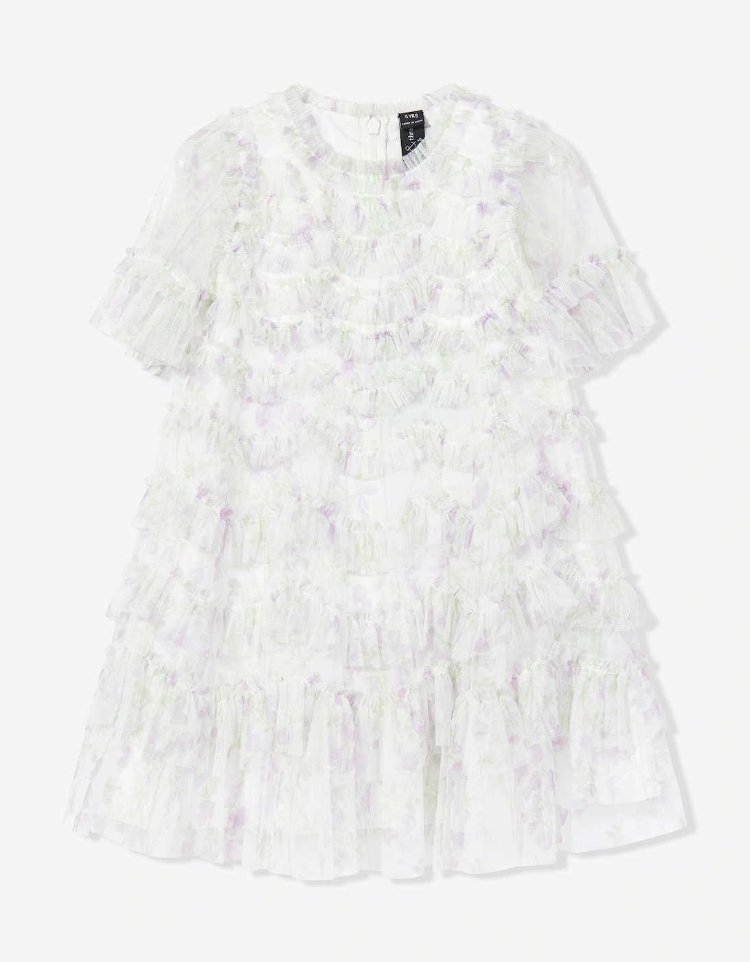 Needle & Thread Girls Trailing Floral Ruffle Dress in White, 5 of 4