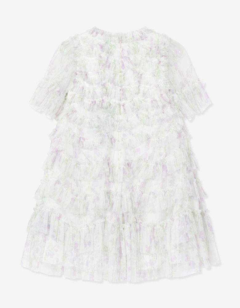 Needle & Thread Girls Trailing Floral Ruffle Dress in White