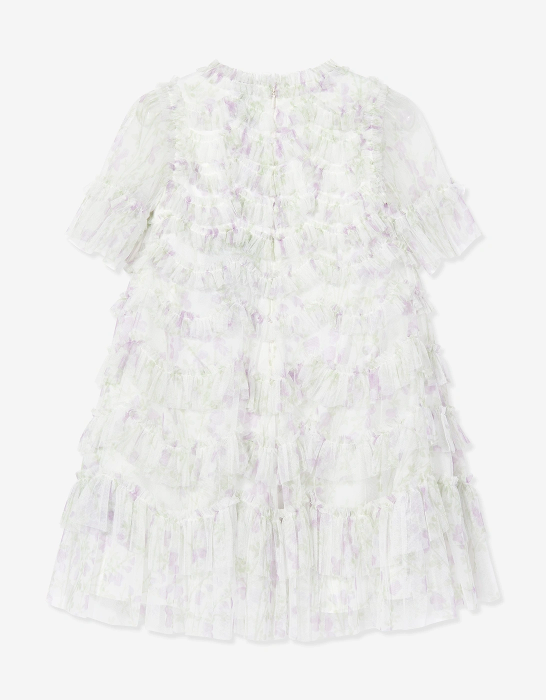Needle & Thread Girls Trailing Floral Ruffle Dress in White