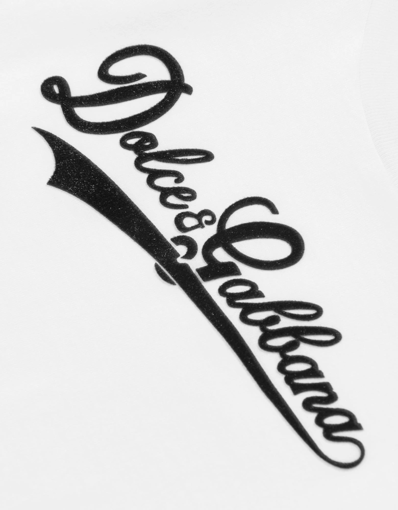Dolce & Gabbana Girls Flock Logo T-Shirt in White