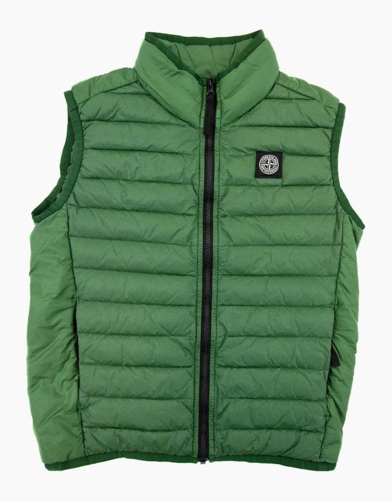 Stone Island Junior G0131 Loom Woven Nylon Gilet Bottle Green V0053