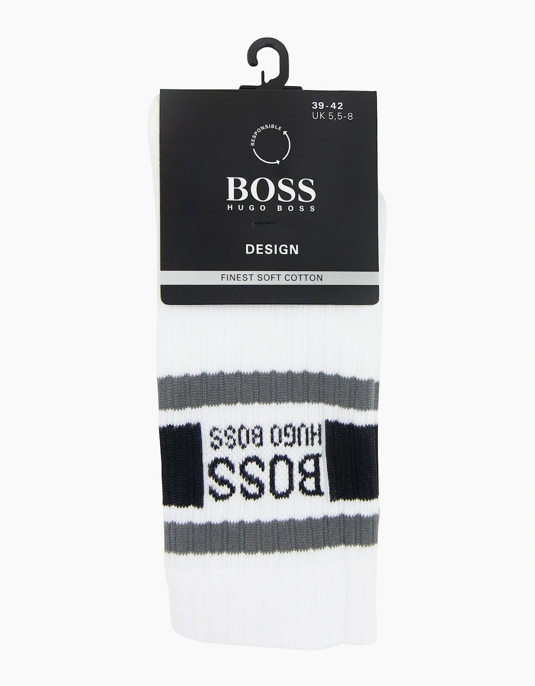 Hugo Boss Stripe Logo Socks White 100