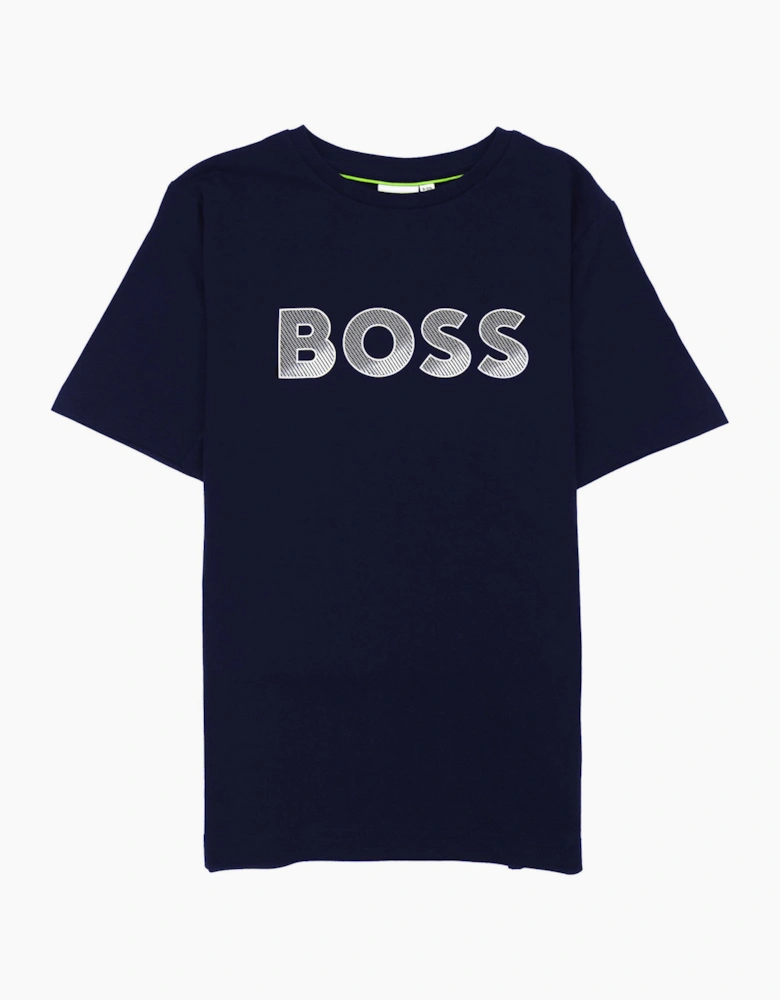 Hugo Boss Kids Printed Logo T Shirt Navy 849