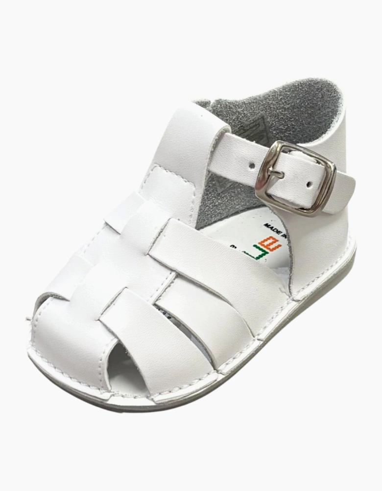 Boys White Leather Pre Walker Sandals