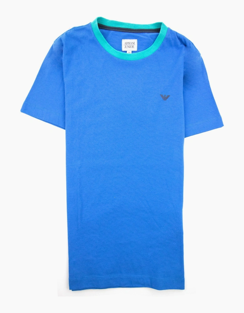 Armani Junior Logo Crewneck T Shirt Blue