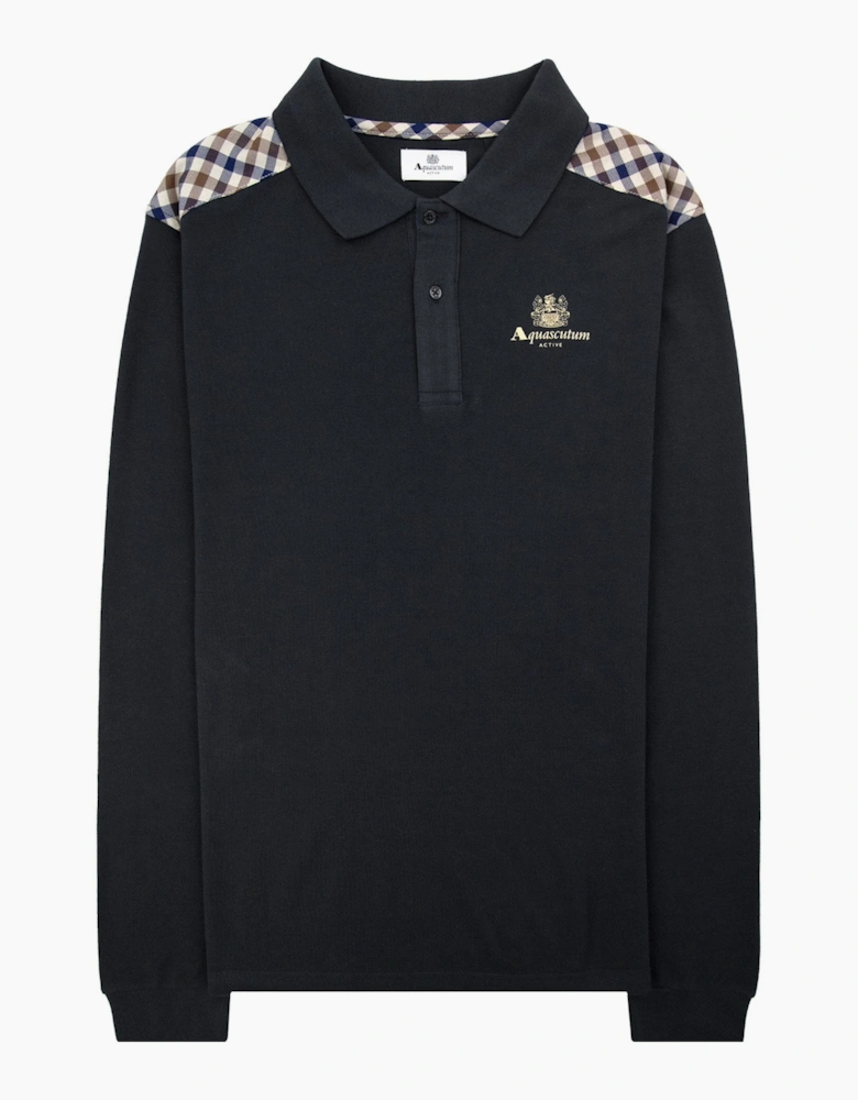 Aquascutum Stripes Piquet L/s Polo Black 16