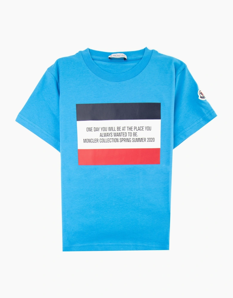 Moncler Junior Maglia Quote T-shirt Sky Blue