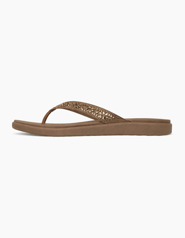 Skechers MEDITATION LUXE - SUNNY GLOW Womens Toe-Post Sandals Mocca