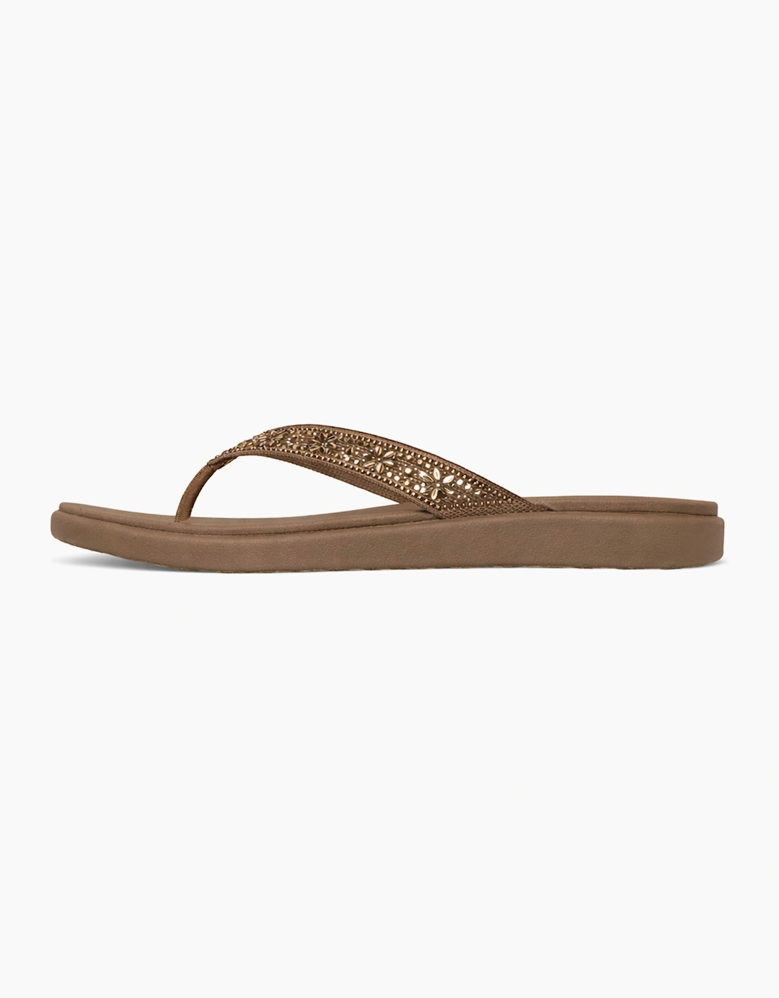 Skechers MEDITATION LUXE - SUNNY GLOW Womens Toe-Post Sandals Mocca