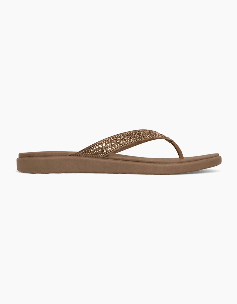 Skechers MEDITATION LUXE - SUNNY GLOW Womens Toe-Post Sandals Mocca