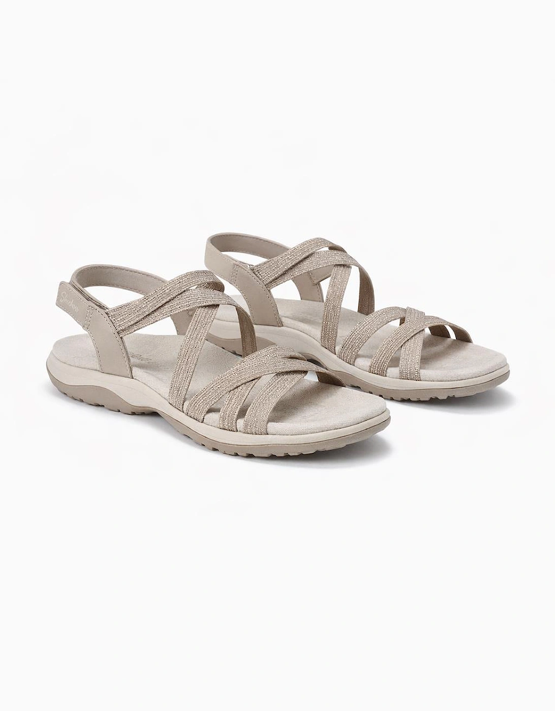 Skechers REGGAE SLIM - SUMMER GETAWAY Womens Cross Strap Sandals Taupe
