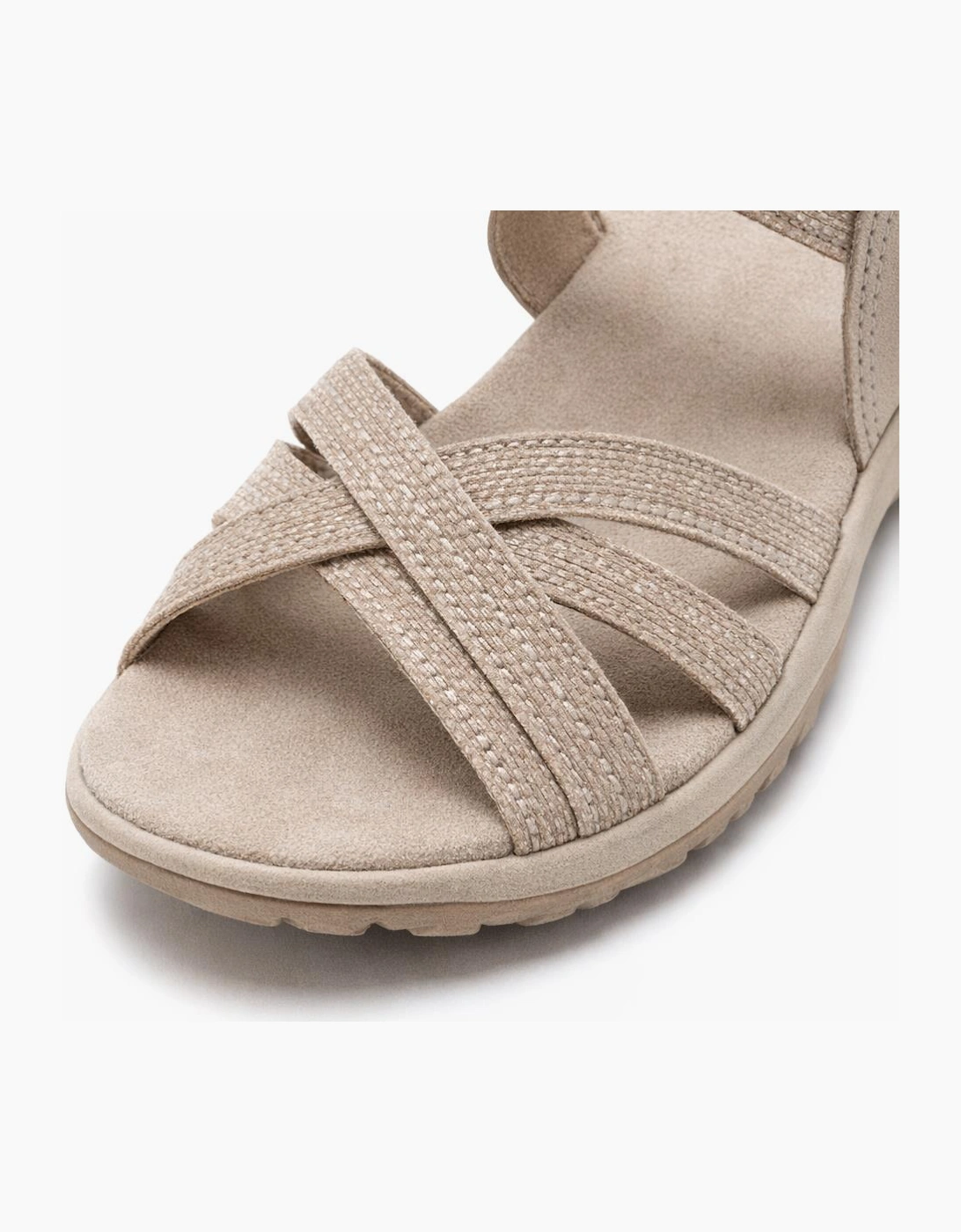 Skechers REGGAE SLIM - SUMMER GETAWAY Womens Cross Strap Sandals Taupe