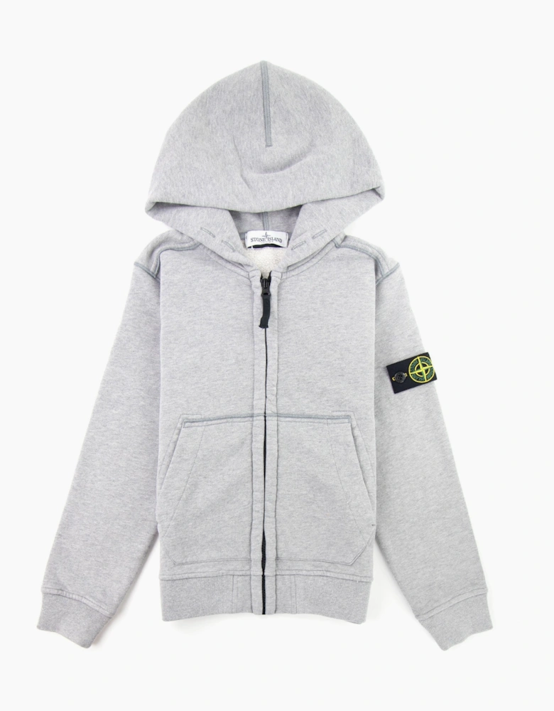 Stone Island Junior 60640 Hooded Zip Up Sweatshirt Grey V1064/V0M64