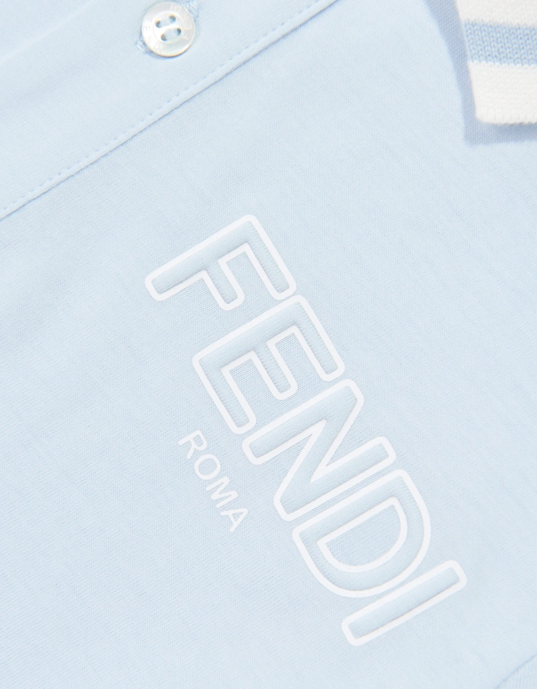 Fendi Boys Logo Polo Shirt in Blue