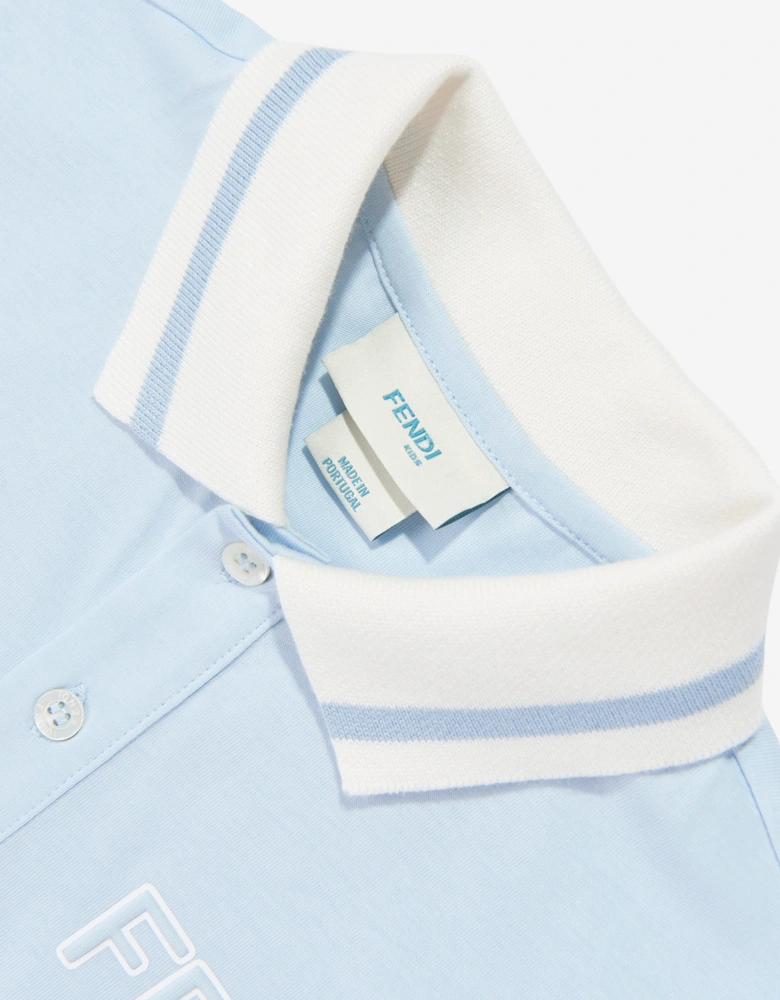 Fendi Boys Logo Polo Shirt in Blue