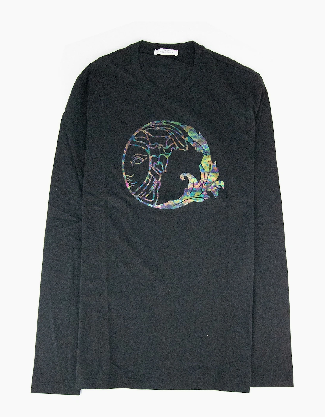 Versace Collection Men's Versace Collection Reflective Medusa Logo L/s T Shirt Black SA30