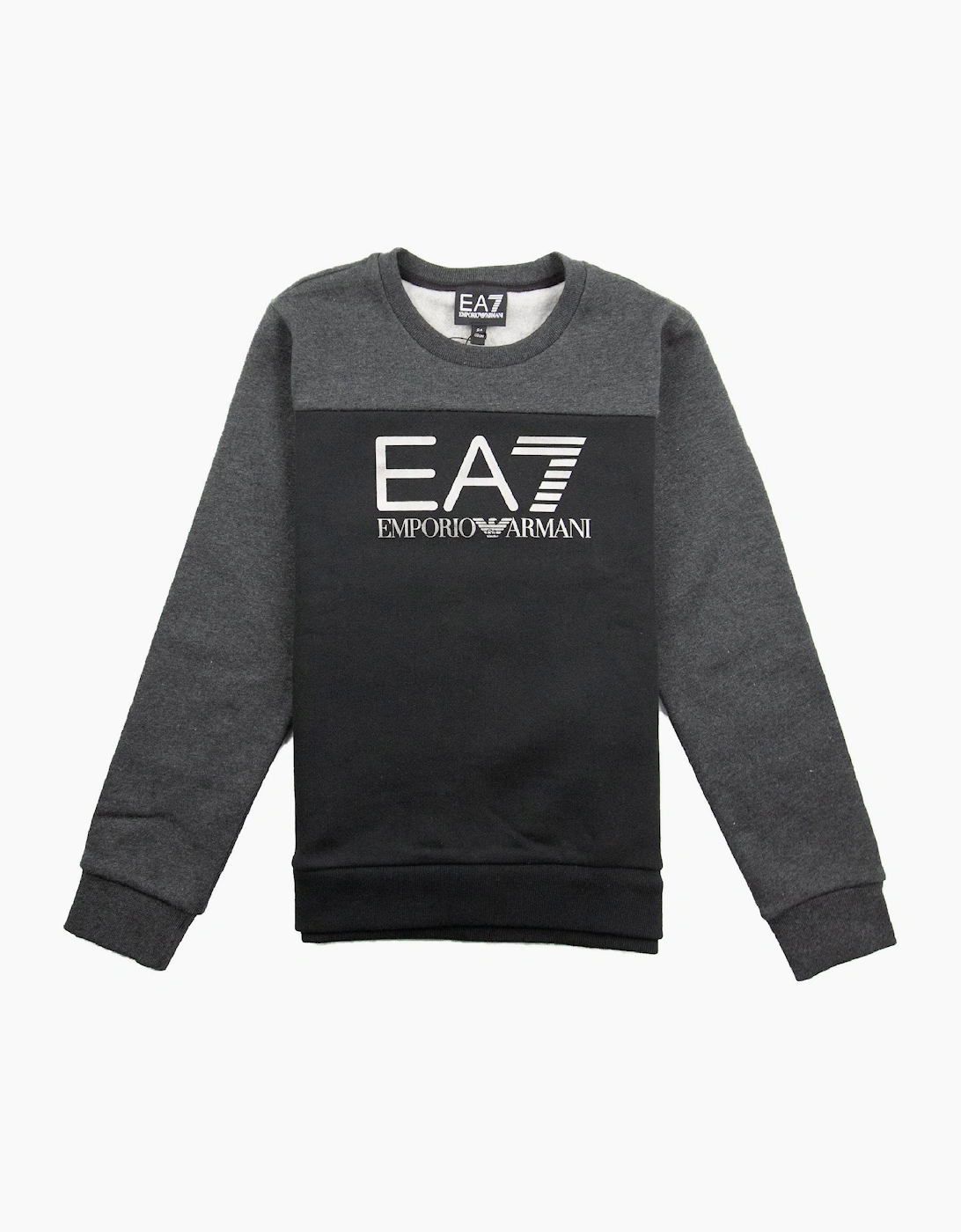 EA7 Junior Large Logo Sweatshirt Black/Grey, 3 of 2