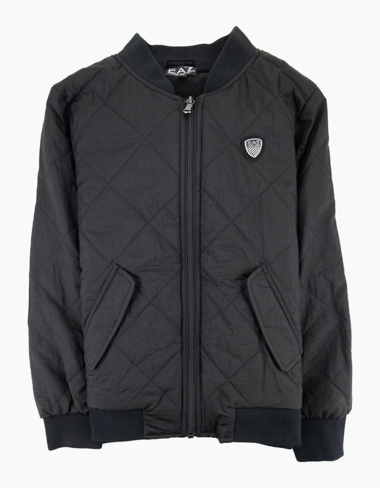 EA7 Junior Logo Shield Bomber Jacket Black