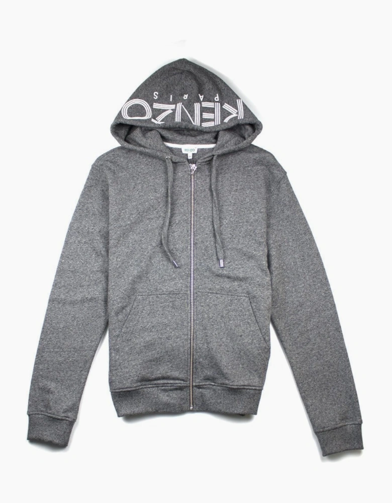 Kenzo Zip Up Hood Logo Hoody Grey