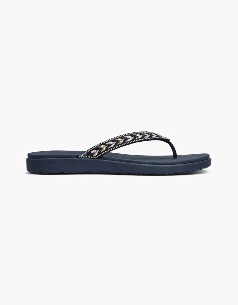 Skechers MEDITATION LUXE - CLASSIC ROM Womens Toe-Post Sandals Navy/Multi