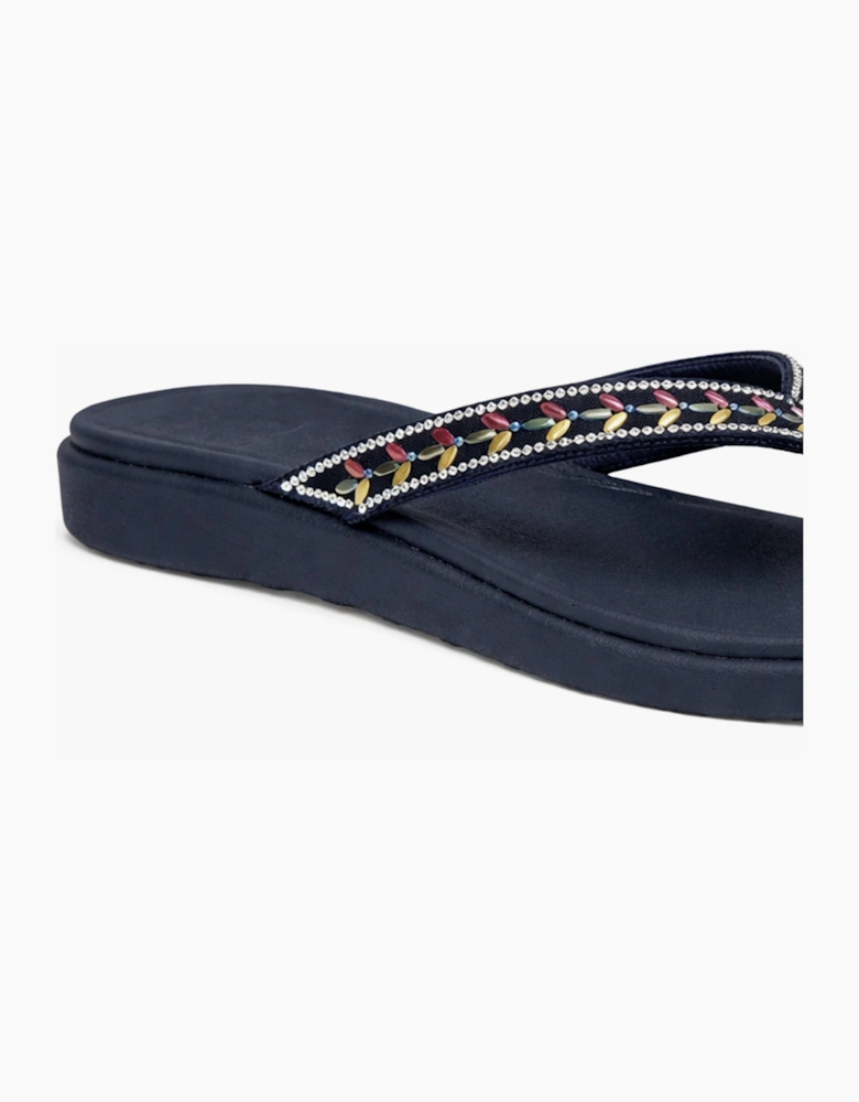 Skechers MEDITATION LUXE - CLASSIC ROM Womens Toe-Post Sandals Navy/Multi
